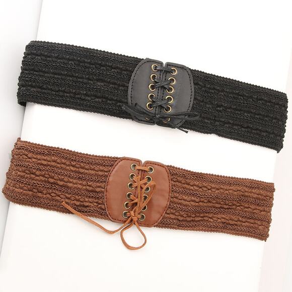 2/$30 Belt Lace Up Wrap Around Waist Black Boho Gypsy Cinched Woven Cute - Picture 9 of 11